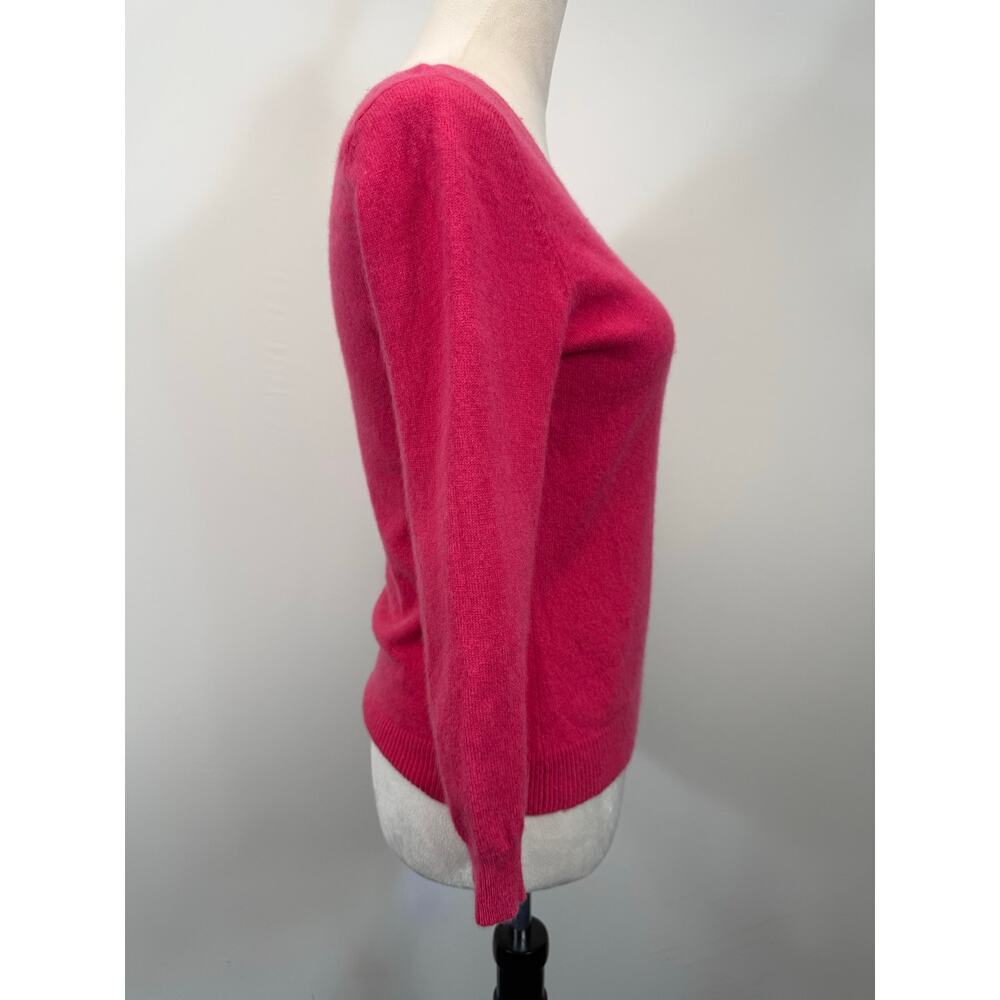 Garnet Hill Cashmere Pullover Sweater Poppy Pink Ballet Neck Size Small - Picture 3 of 9